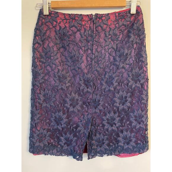 Vintage, Size 4, Navy Lace Pencil Skirt, Ombre Lining, Made in USA, Classic - Picture 3 of 7